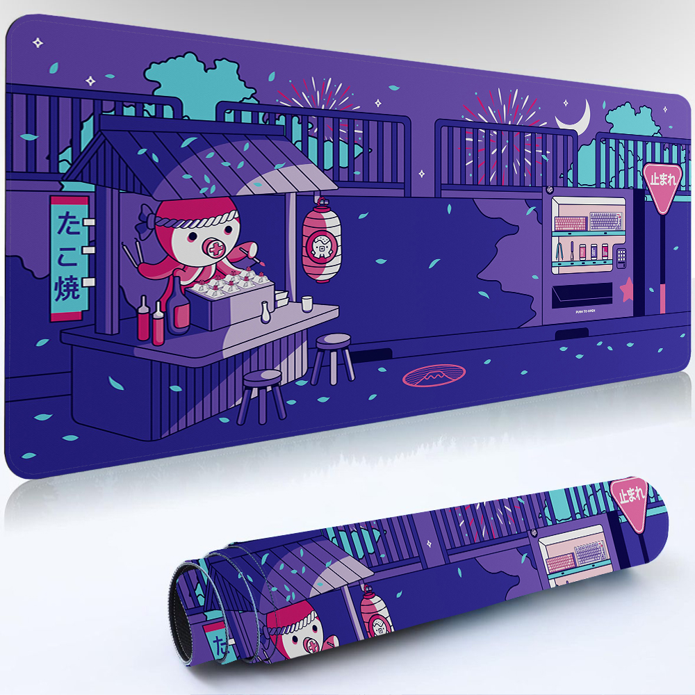 Tradescantia Purple - Japan Kawaii Anime Purple Deskmat,Mechanical Keyboard