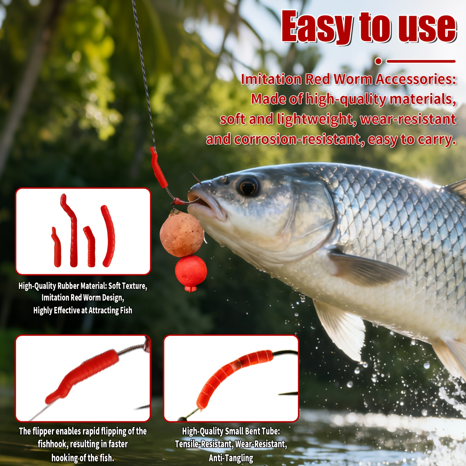 Red Artificial Bloodworm Hook  - مراجعة Aglaonema Red وسعره