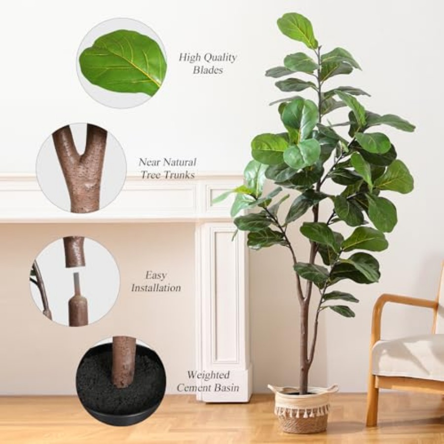 Artificial Fiddle Leaf Fig Tre - مراجعة Ficus Lyrata Tree وسعره