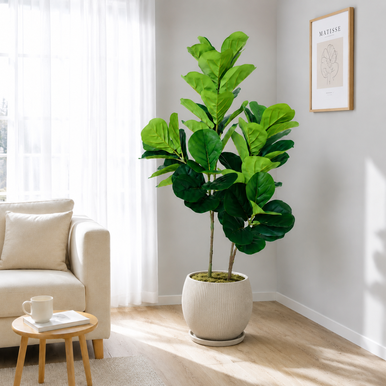 130cm/4.3ft Artificial Ficus L - مراجعة Ficus Lyrata Tree وسعره