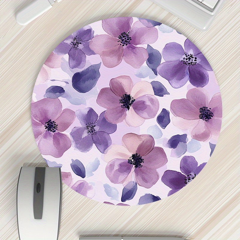 1pc Purple Floral Round Mouse  - مراجعة Tradescantia Purple وسعره