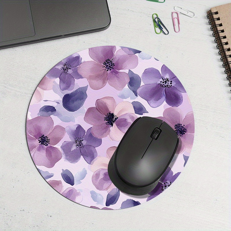 1pc Purple Floral Round Mouse  - مراجعة Tradescantia Purple وسعره
