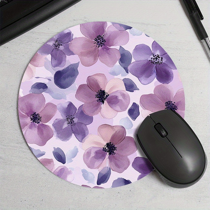 1pc Purple Floral Round Mouse  - مراجعة Tradescantia Purple وسعره