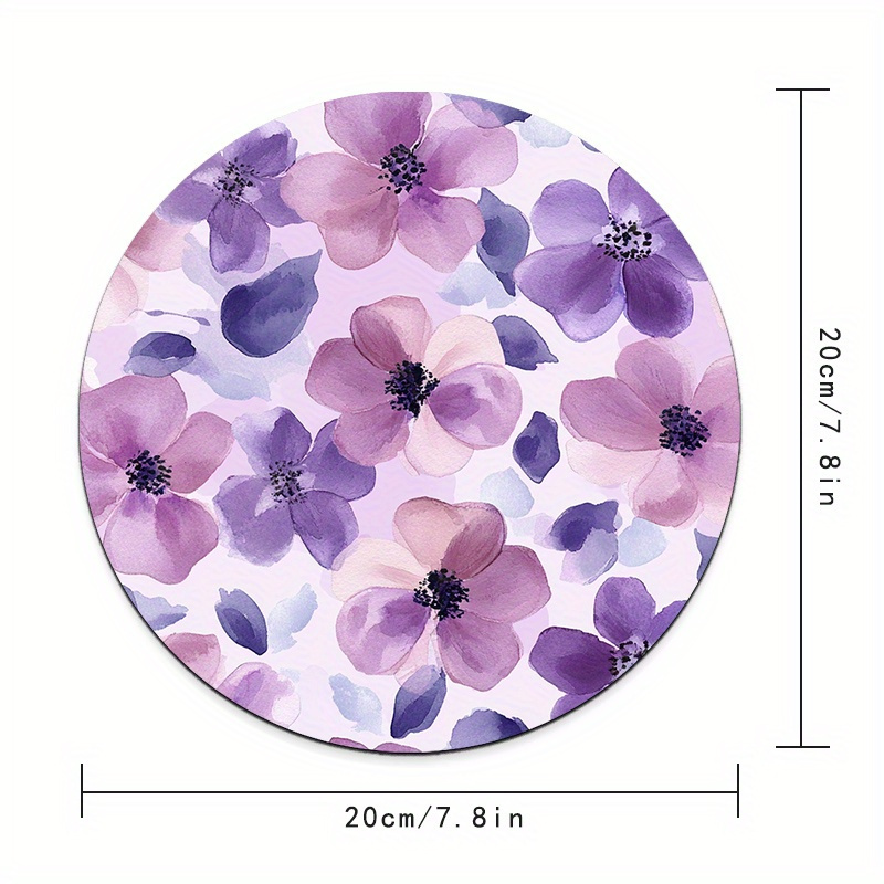 1pc Purple Floral Round Mouse  - مراجعة Tradescantia Purple وسعره