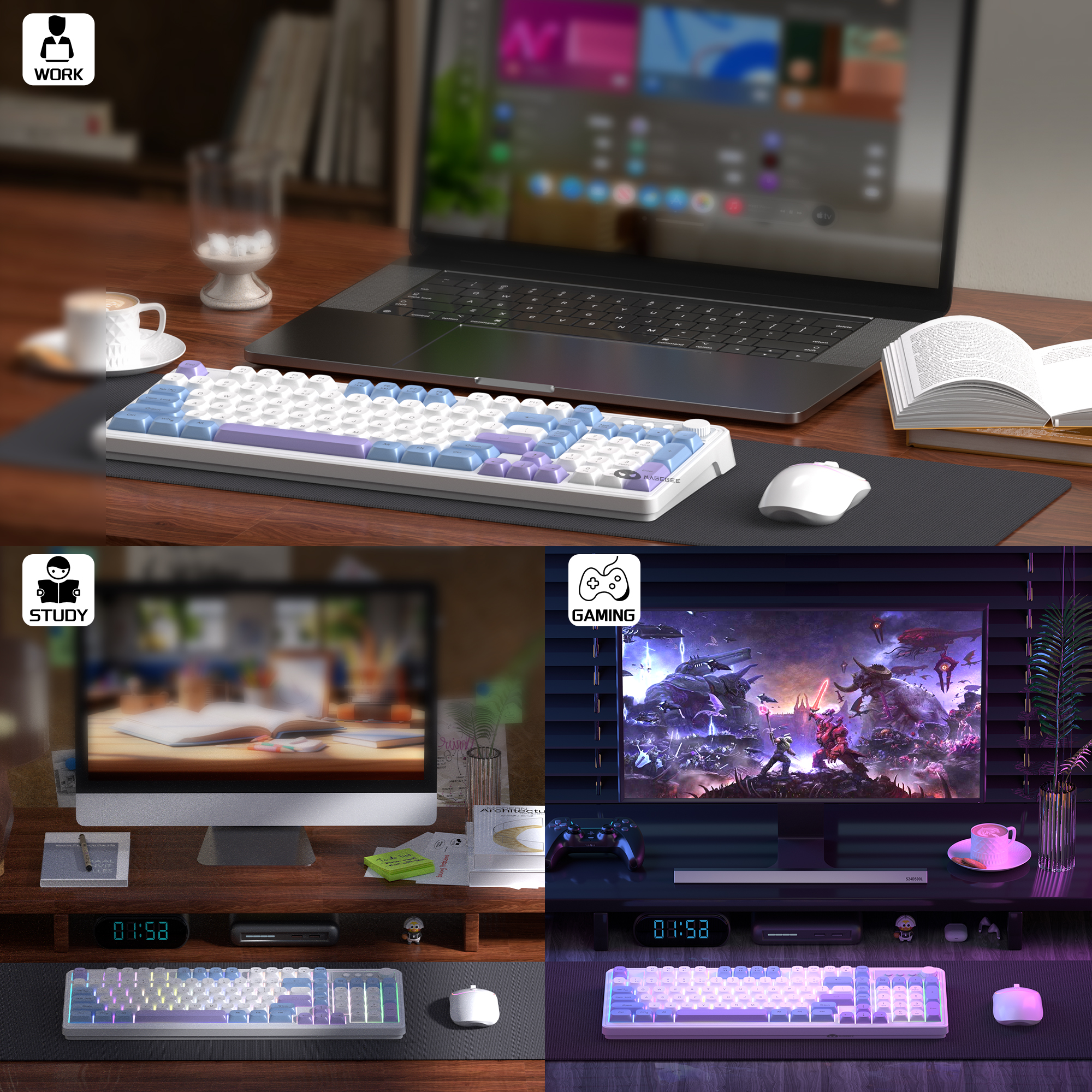 MageGee Wireless Gaming Keyboa - مراجعة Tradescantia Purple وسعره