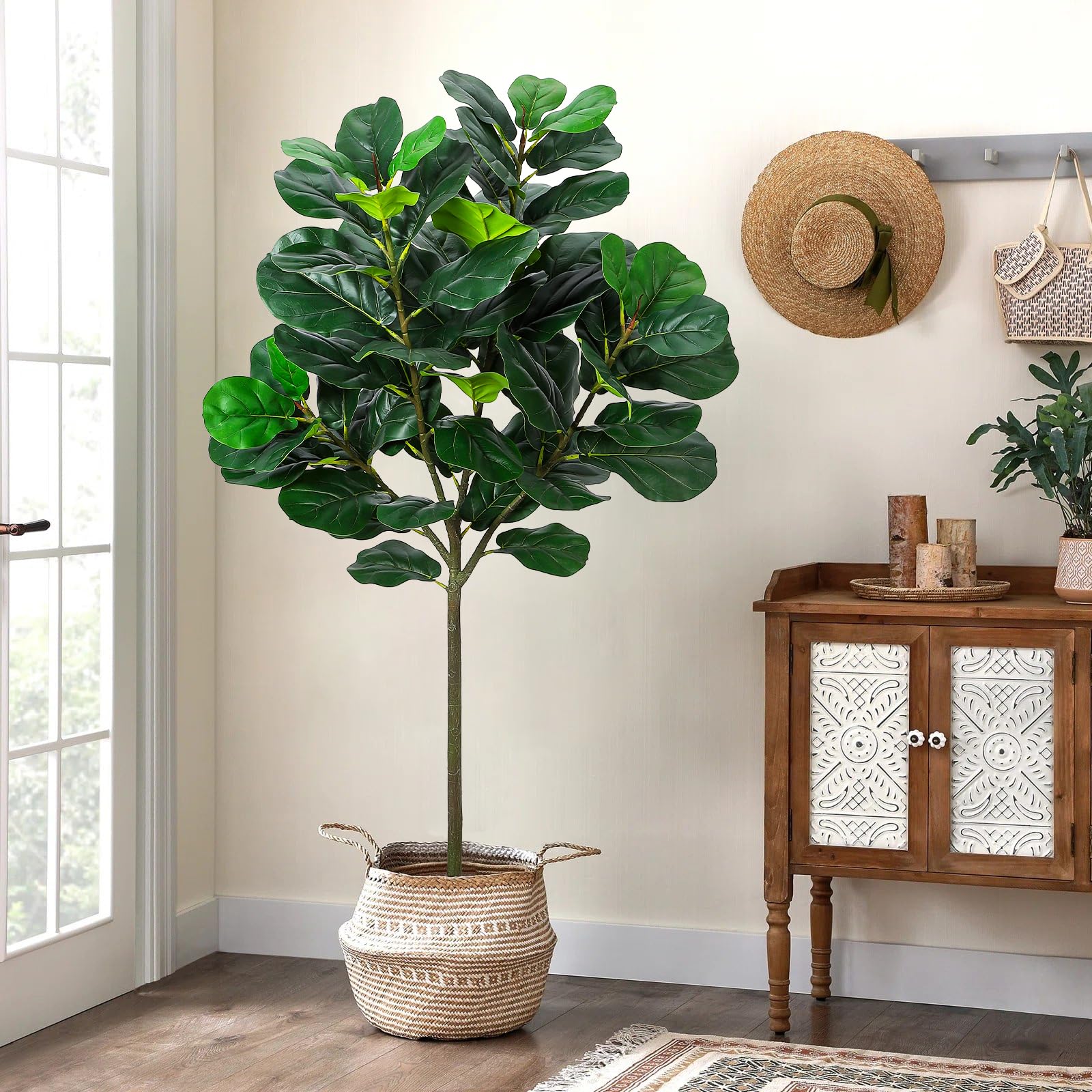 GlowSol 5.2 Ft Artificial Fidd - مراجعة Ficus Lyrata Tree وسعره