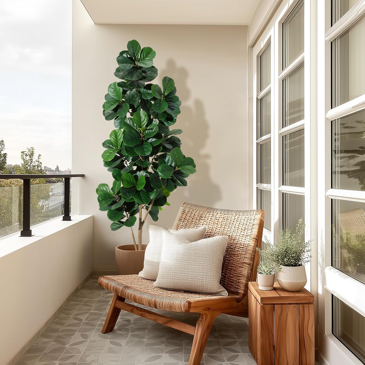 4FT/5FT/6FT/7FT Fiddle Leaf Fi - مراجعة Ficus Lyrata Tree وسعره