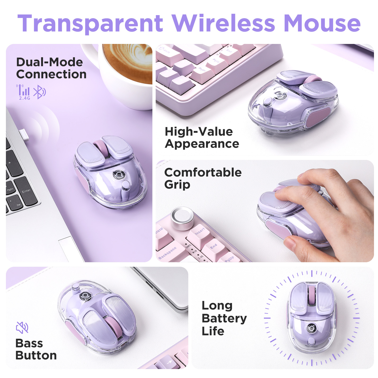 EWEADN Q9 Purple Wireless RGB  - مراجعة Tradescantia Purple وسعره