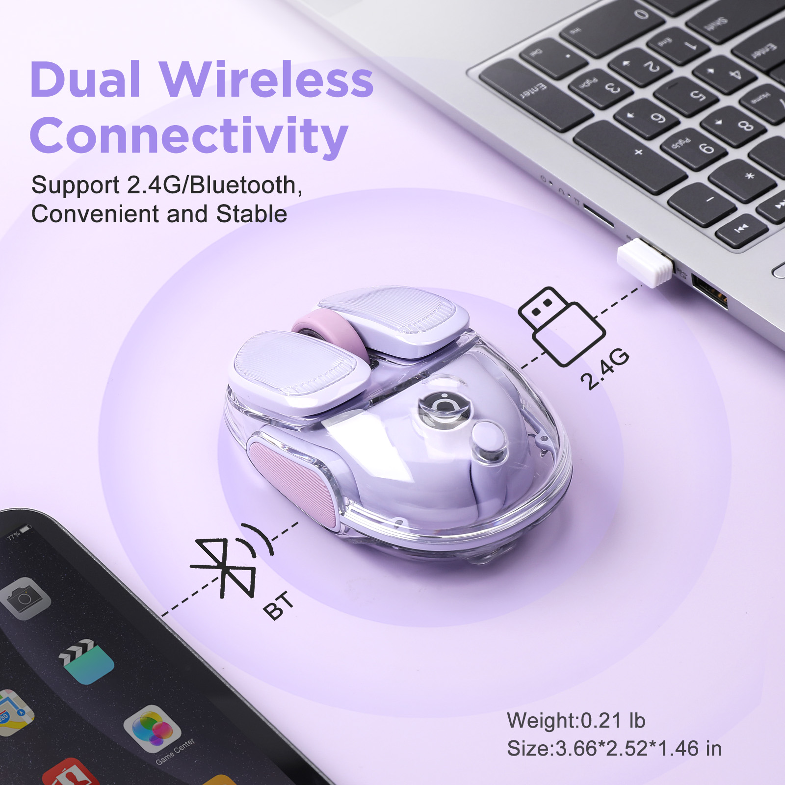 EWEADN Q9 Purple Wireless RGB  - مراجعة Tradescantia Purple وسعره