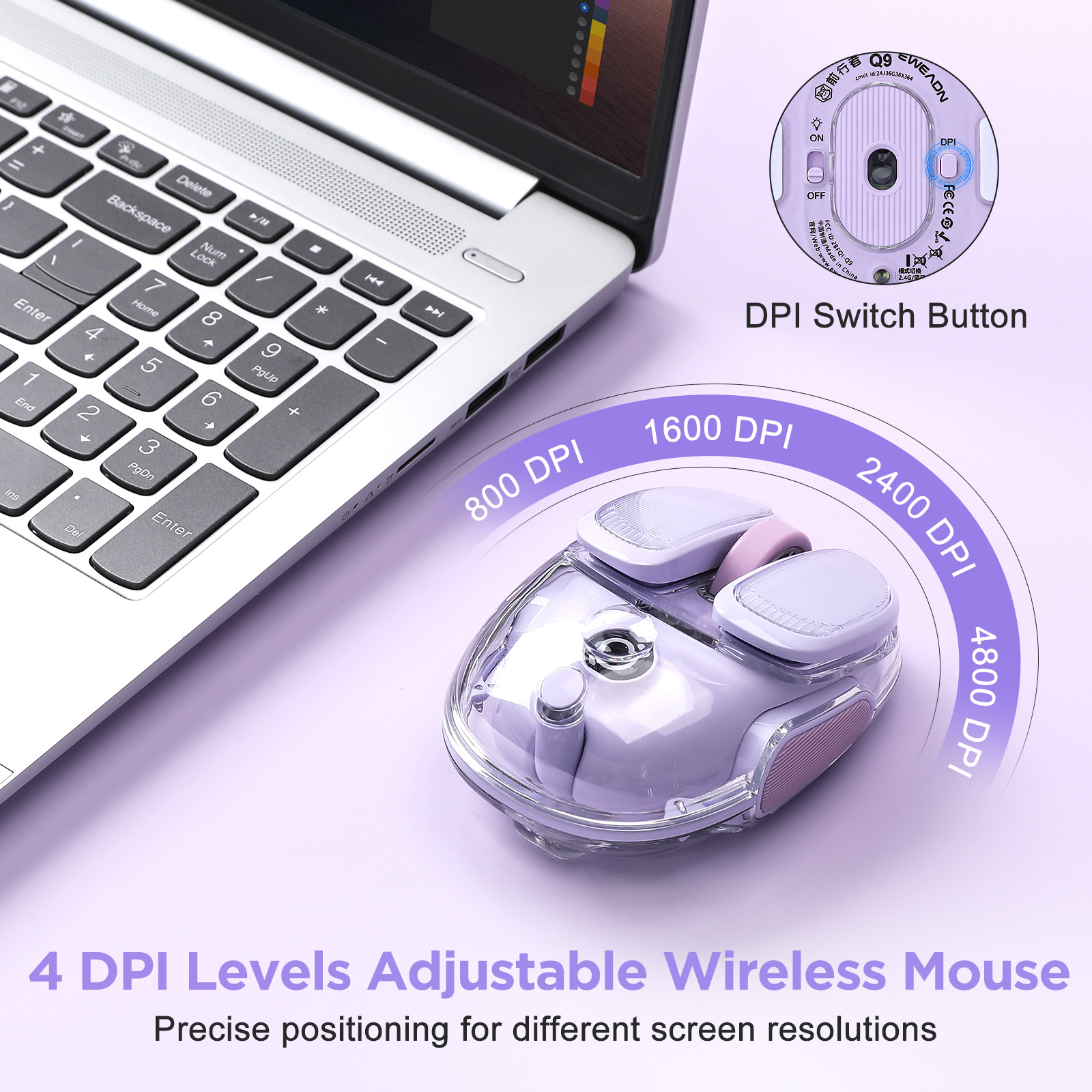 EWEADN Q9 Purple Wireless RGB  - مراجعة Tradescantia Purple وسعره